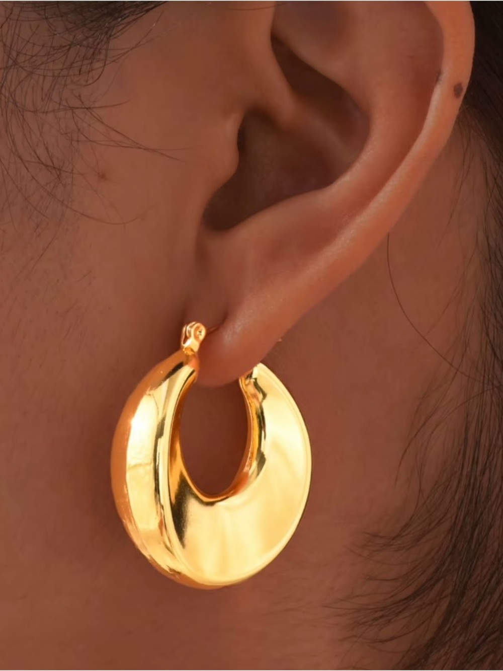 Adornia Chunky Gold Hoop Earrings -New